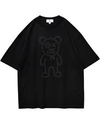 X Ilona Blue - Universal Fit Graffiti Daddy Bear Organic Cotton Charcoal Chain Link Embroidery Tee - Lyst