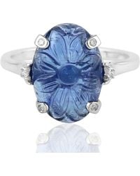 Artisan - 18K Carved Tanzanite & Diamond Floral Ring - Lyst