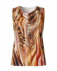 Conquista - Printed Sleeveless Top With Draped Neckline - Lyst
