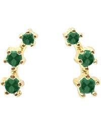 Harfi - Tiny Emerald May Birthstone Climber Stud Earrings - Lyst