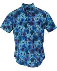 lords of harlech - Tim Hibiscus Garden Shirt In Blue - Lyst