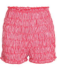 Amy Lynn - Danica Cotton Gingham Shirrerd Shorts - Lyst