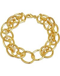 Genevive Jewelry - Rachel Glauber Plated With Cubic Zirconia Double Entwined Cable Chain Bracelet - Lyst