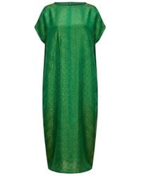 Silk and Bears - Seraphine Emerald Jade Geometric Jacquard Silk Kaftan Maxi Dress - Lyst