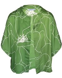 Haris Cotton - Printed Satin Bolero Peonies - Lyst