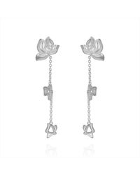 Far East Jewelry - Handcrafted & Crystal Pure Lotus Earrings - Lyst