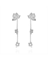 Far East Jewelry - Handcrafted & Crystal Pure Lotus Earrings - Lyst