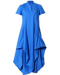 Metamorph - Asymmetric Collared Dress With Short Sleeves - Lyst