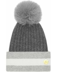 Hortons England - Geneva Cashmere Pom Pom Hat Stripe - Lyst