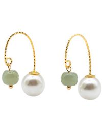 seree - Ana Pearl And Jade Thread Earrings - Lyst