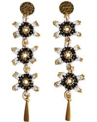 Iliana Arrazola - Waterfall Blossom Three Flowers, Dangle Earrings, And Withe, Glass Beads, Beaded Jewelry - Lyst