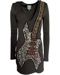 Any Old Iron - Beaded Guitar Long Sleeve Mini Dress - Lyst