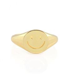 Kris Nations - Happy Smiley Face Signet Ring Vermeil - Lyst