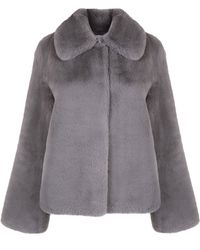 ISSY LONDON - Christie Luxe Faux Fur Collar Jacket Dark - Lyst