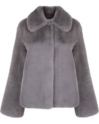 ISSY LONDON - Christie Luxe Faux Fur Collar Jacket Dark - Lyst
