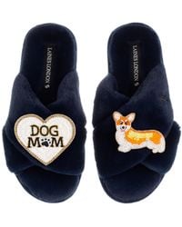 Laines London - Classic Laines Slippers With Dog Mum/Mom & Peach The Corgi Brooches - Lyst
