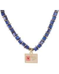 Ebru Jewelry - Love You Enamel Heart Pendant Choker Necklace - Lyst