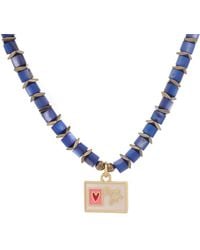 Ebru Jewelry - Love You Enamel Heart Pendant Choker Necklace - Lyst