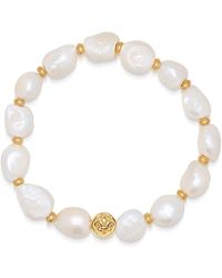 Nialaya - Wristband With Baroque Pearl And Gold - Lyst