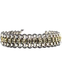 Shar Oke - Antique Chain, Diamond Crystals & Leather Bracelet - Lyst