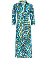 N'Onat - Maria Button Front Shirt Dress In Turquoise - Lyst