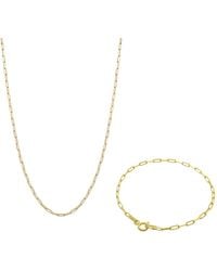 Spero London - Rectangular Sterling Chain Bracelet & Necklace Set - Lyst