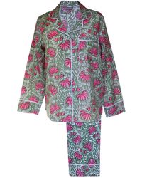 Lime Tree Design - Pink And Floral Cotton Block Printed Pyjamas - Lyst