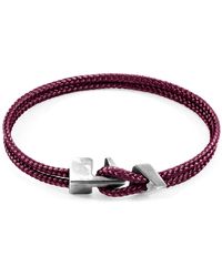 Anchor and Crew - Aubergine Purple Brixham Silver & Rope Bracelet - Lyst