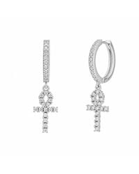 Spero London - Pave Egyptian Ankh Sterling Drop Earring - Lyst