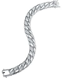 Genevive Jewelry - Belleville Chunky Close Knit Chain Silver Cz Statement Bracelet - Lyst
