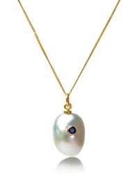 The Jewellery Store London - Keshi Pearl Necklace With Sapphire - Lyst