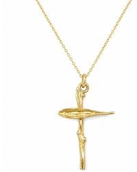 Mother Nature Jewelry - Cross Necklace, Handmade Leaf Pendant - Lyst
