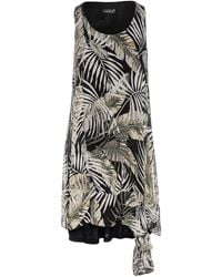 Conquista - Sleeveless Double Layer Tropical Print Dress - Lyst