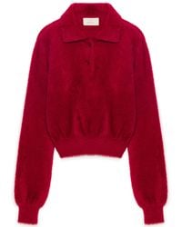 Peraluna - Lucy Polo-Neck Crop Knit Blouse - Lyst