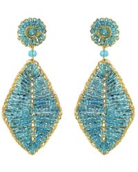 Lavish by Tricia Milaneze - Blue Aqua & Gold Leaf Handmade Crochet Earrings - Lyst