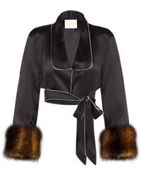 Maguy De Chadirac - Silk And Faux Fur Cropped Jacket - Lyst
