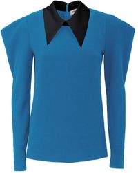 Julia Allert - Long Sleeve Blouse With Contrast Collar Light - Lyst