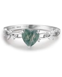 Azura Jewelry New York - Everlasting Heart Moss Agate Ring Vermeil - Lyst