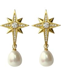 LINYA JEWELLERY - Pole Star Pearl Dangle Earrings - Lyst