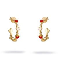 Ebru Jewelry - Eternal Love Enamel Heart Hoop Earrings - Lyst