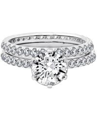Diamonbliss - 3 Carats Round Cut Thin Band Wedding Set - Lyst