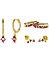 Sophelia - Garnet January Birthstone Earrings Gift Set For Her - Lyst