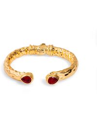 Ebru Jewelry - Ruby Stone Gold Cuff Bracelet - Lyst