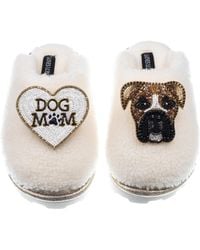 Laines London - Teddy Closed Toe Slippers With Pip The Boxer & Dog Mum Mom Brooches - Lyst