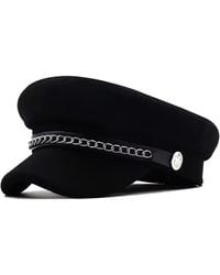 Chanel Joan Elkayam - Chain Trim Detailed Wool Blend Baker Boy Hat - Lyst