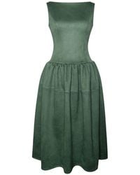 Miss Circle New York - Laila Suede Boat Neck Backless Midi Dress - Lyst
