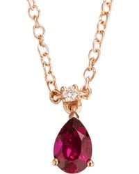Juvetti - Ori Small Rose Pendant Necklace Ruby & Diamond - Lyst