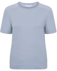 Paul James Knitwear - Ultra Fine Cotton Cassie Saddle Shoulder Knitted T-Shirt - Lyst
