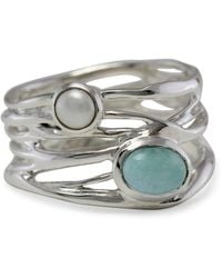 Isla Silver - Statement Larimar & Pearl Ring - Lyst