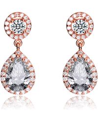 Genevive Jewelry - Sterling Silver Cubic Zirconia Pear Drop Rose Gold Earrings - Lyst